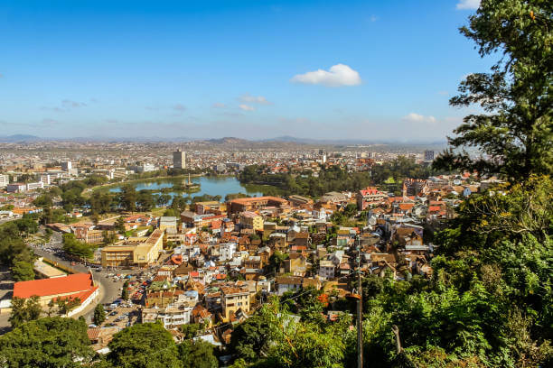 Vue aérienne d'un paysage malgache — terrains